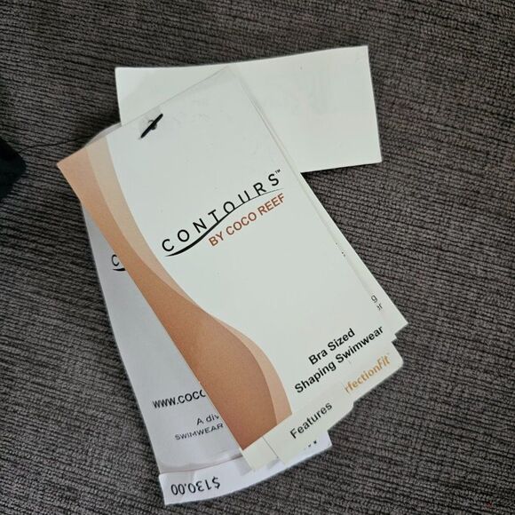 Contours Women's Black V-Neck Bra Sized Underwire 1-Piece Swimsuit Size 16 - Picture 9 of 14